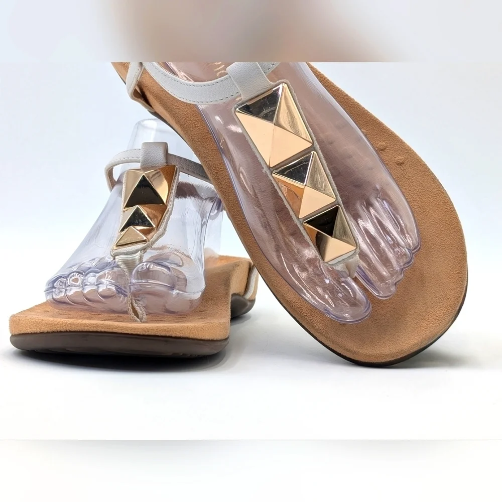 Vionic Nala Gold Embellished Flat T-Strap Sandal Orthaheel Technology Size 10 - Picture 6 of 17